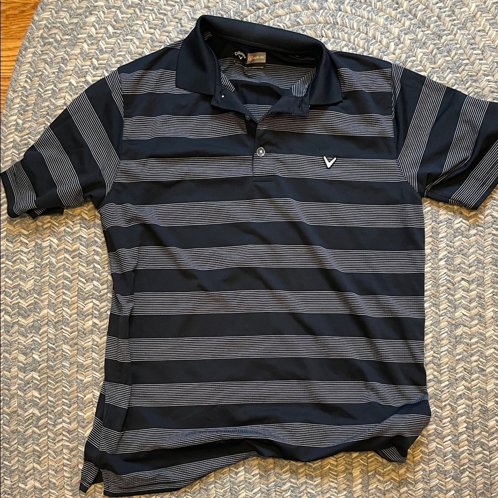 Men's Callaway Black and Gray Striped dri-fit golf shirt